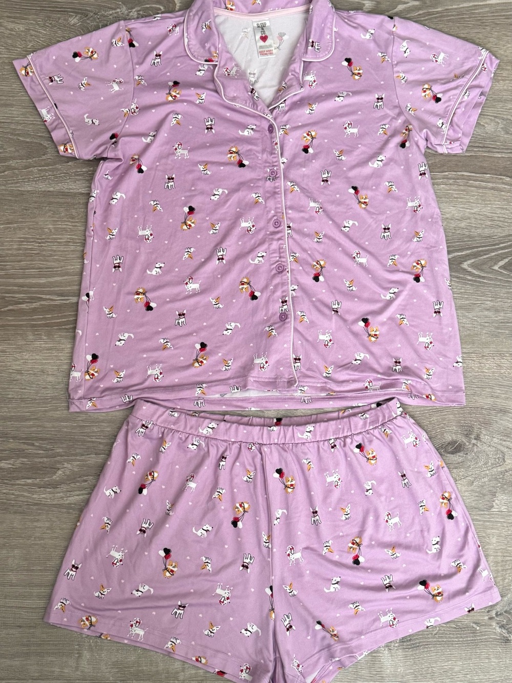Lavender Short Pajama Set with Cute Character Print